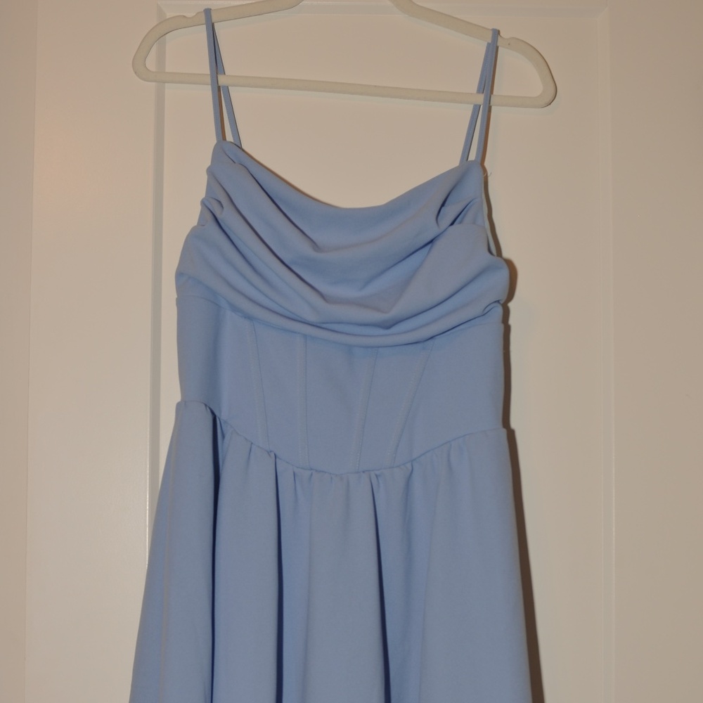 Short Corset Light Blue Dress Size L Cwl Neck